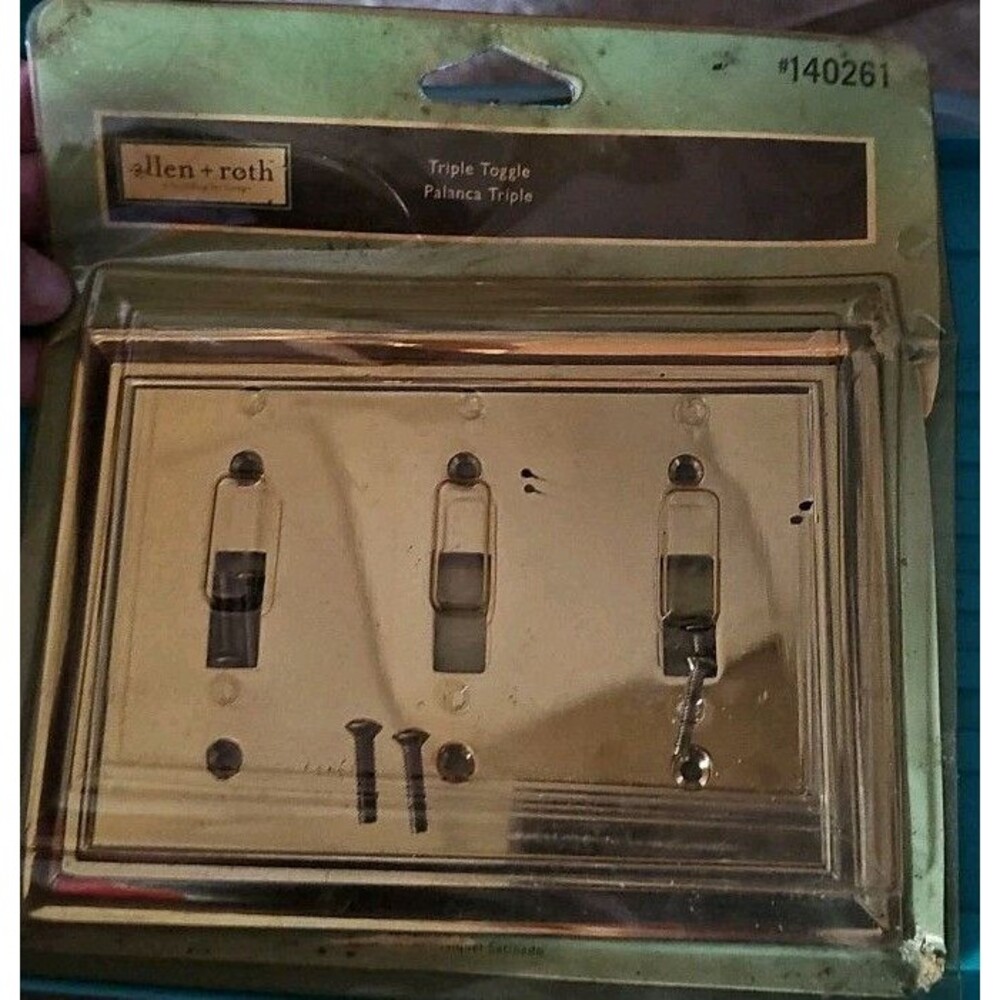 Allen + Roth Triple Toggle Wall Plate Gold 0140261 Light Switch